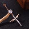 Cross Design Crystal Dangle Belly Ring 1Pcs Comfortable Stainless Steel Navel Piercing Jewelry for Daily