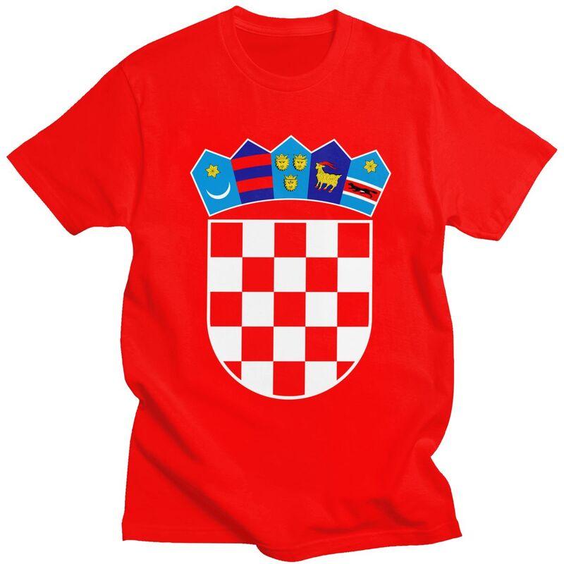 Мужские футболки с гербом Хорватии, с коротким рукавом, с хорватским флагом, уличная одежда, 100% хлопок, оверсайз, подарок S