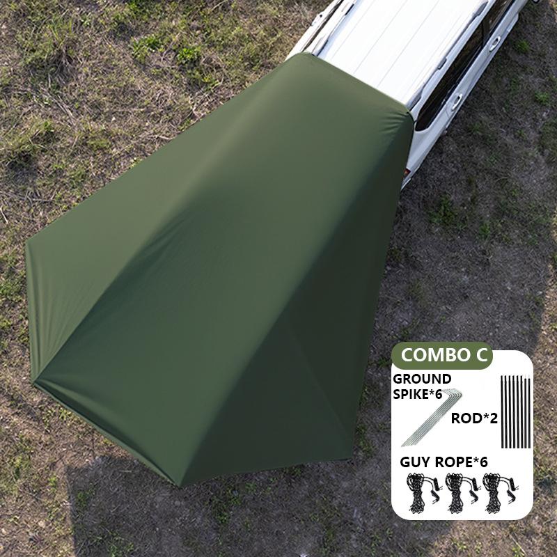 General Bat Wing SUV Side Awning 2.8x3.8m Triple Black-Coated 99% Waterproof Car Shelter for Camping with Mounting Kit