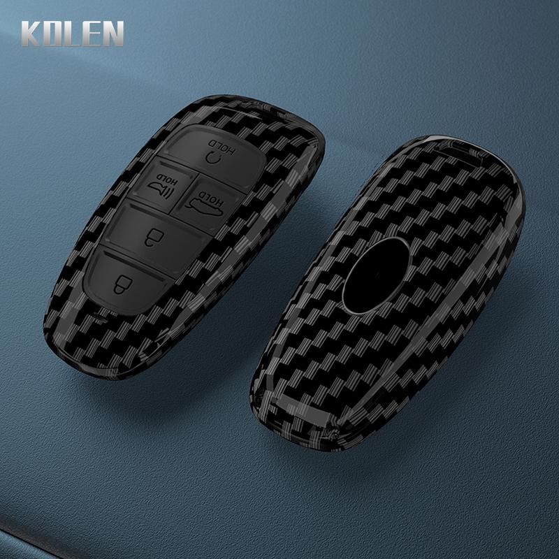 Abs Carbon Fiber Car Key Case Cover For Hyundai Sonata Sel Ev 6 8 Ioniq 5 Nexo Tucson Sonata Grandeur Sonata Limited