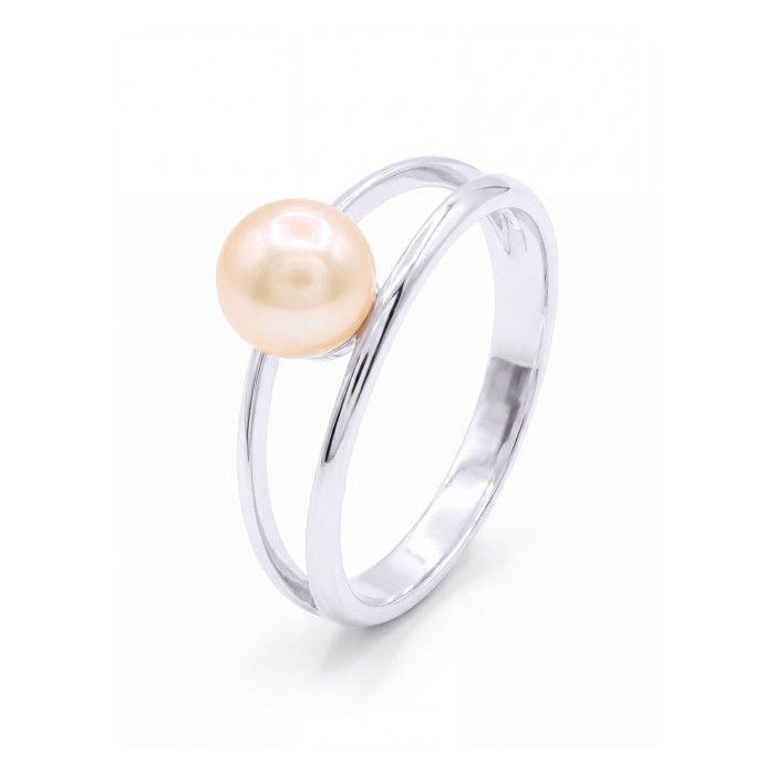 Bague - Pearls &amp; Colors - Perle de Culture d'Eau Douce 8-9 mm Bouton - Perle Rose - Argent 925 - Qualité AAA+ - Femme