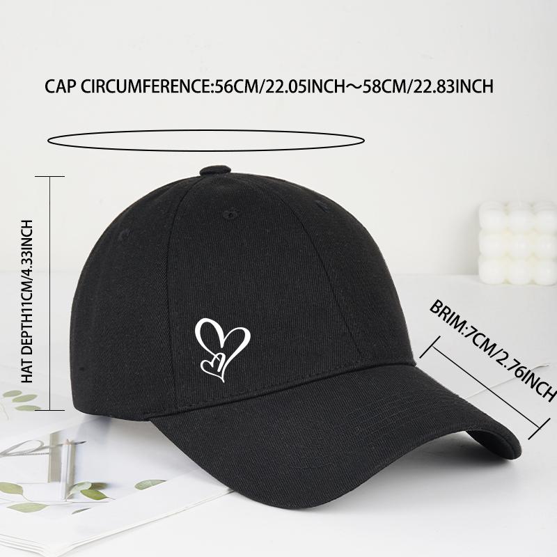 Minimalist Double Heart Print Baseball Cap WoUnisex Unisex Soft Cotton Adjustable Dad Hat Casual Love Theme Sun Hat