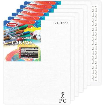 Variety Canvas 8 X 10 Inch Cotton Canvas Board For Painting, Pack Of 6 Piece - White