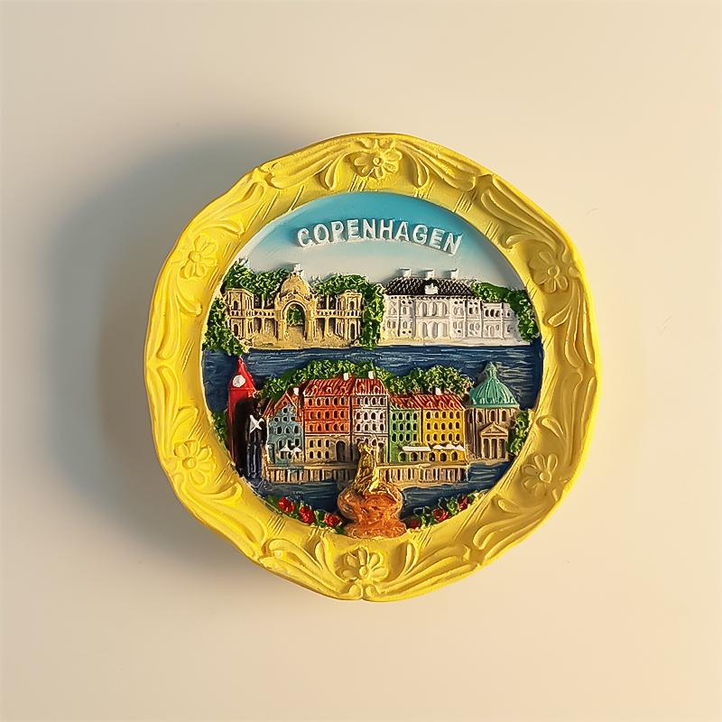 Nordeuropa Dänemark Kopenhagen 3D Stereoskopisch Tourismus Souvenirs Harzmalerei Dekoration Zuhause Kühlschrankmagnete