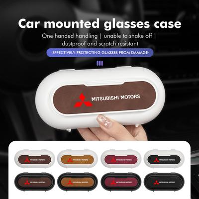 For Car Logo Suede Mounted Sun Visor Glasses Case Sunglasses Organizer Box Outlander Pajero Sport Lancer EX ASX L200