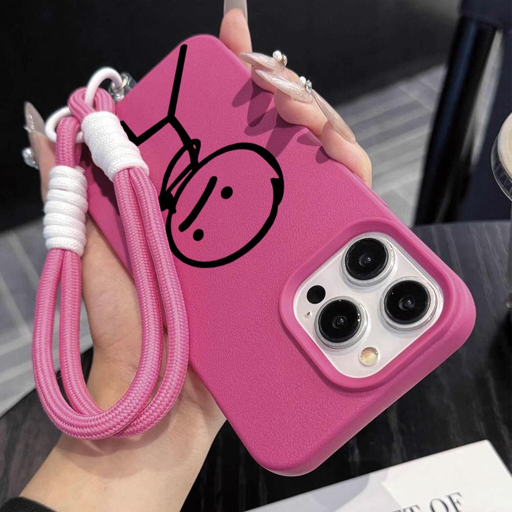 Wacky Stickman Strap Rope Phone Case For iPhone 17 16 15 14 13 12 Pro Max 16 15 14 Plus 17 16 15 Pro 17Air Silicone Matte Cover