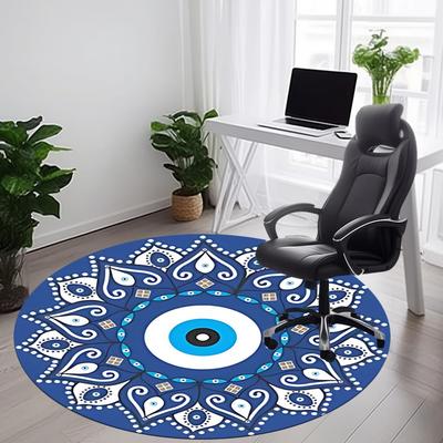 1pc Evil Eye Mandala Office Round Area Rug, Mat Suitable For Office, Under Office Chairs Bedroom Living Room Home Decor, Room Deco