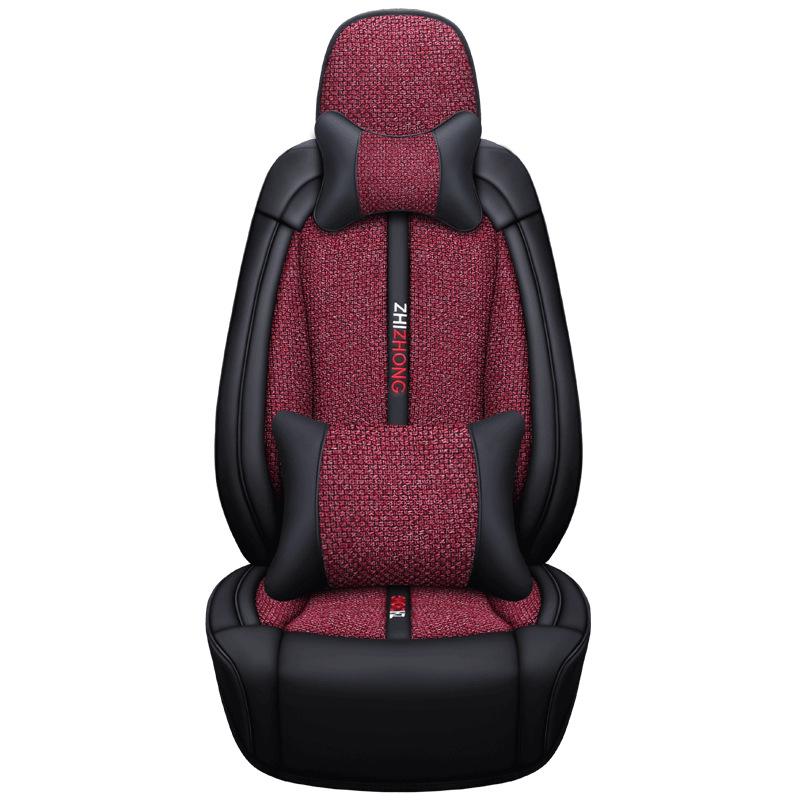 Universal Four Seasons Leather Linen Car Seat Cover - Full Coverage Cushion