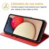Coque de Protection - PROSHOP - pour Samsung A03S - Rouge Effet Cuir - Anti-Choc - 360 Degré- 2 Verres Trempés