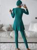 Plus Size Conservative Burkini: Long Sleeve, Swim Skirt & Long Shorts Set