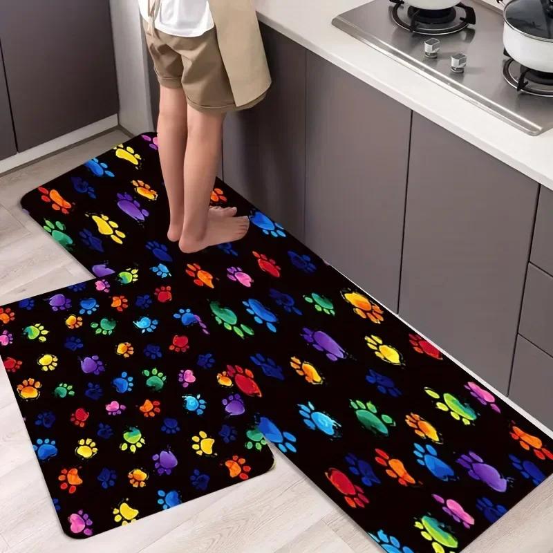 1 STK Blumen Willkommen Muster Fußmatten Küchenteppiche Rutschfest Pop Design Badezimmerteppiche Badematte Teppich für Zuhause Spüle Wäsche Dekor