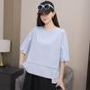 2025 Women Summer Solid Plus Size T-shirt  Short Sleeve Long Buttons Loose Tops Tees