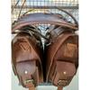 Motorcycle Brown Leather 2 Bags Side Extra Seat Pouch Saddlebags Saddle Panniers