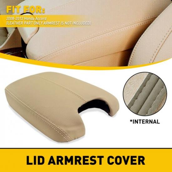 Fits 2008-2012 Honda Accord Leather Center Console Lid Armrest Cover Beige Tan