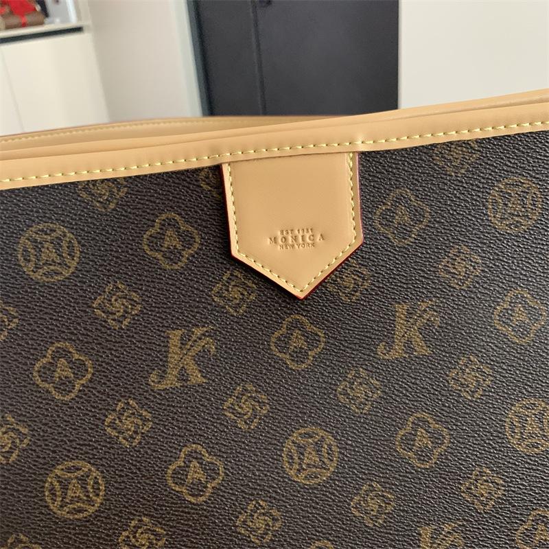 Early autumn new high-end mid-ancient tote bag contrasting color portable shoulder women's bag