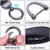 Car Carbon Smart Key Black [Wisdompro] Keychain, Leather, Anti-Loss, Compatible, Stylish, Men's & Women's, (Flat Connector)