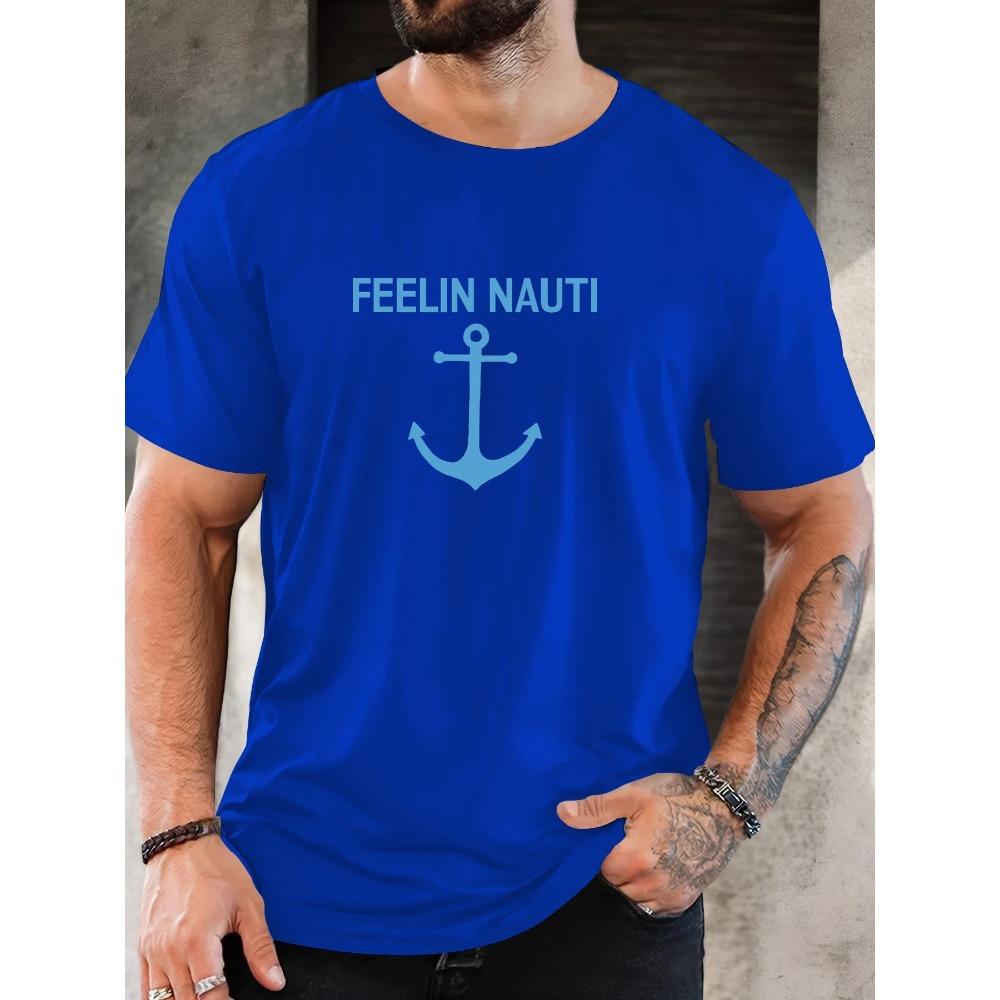 

Men Pattern Summer Casual Round Neck Short T-shirt XXXXL синий