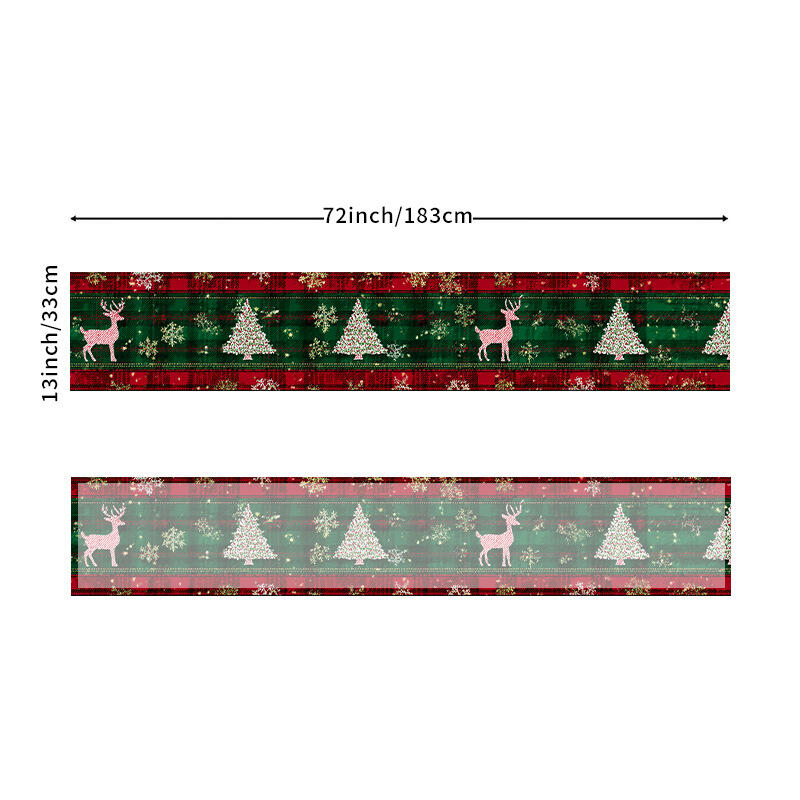 33*183cm Christmas Table Runner Set - Linen-Look Digital Print Holiday Decor for Dining Tables & Cabinets