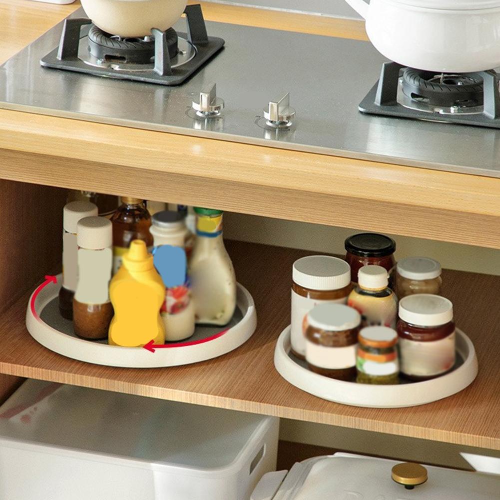For Round Shelf Lazy Susan For Kitchen For Bathroom White 360-degree Rotation Non-skid Coating Space-saving Design