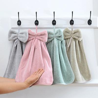 Mutfak Banyo İçin Fiyonklu El Havluları Mercan Kadife Mikrofiber Yumuşak Hızlı Kuruyan Emici Temizlik Bezleri Ev Sauna Havlu