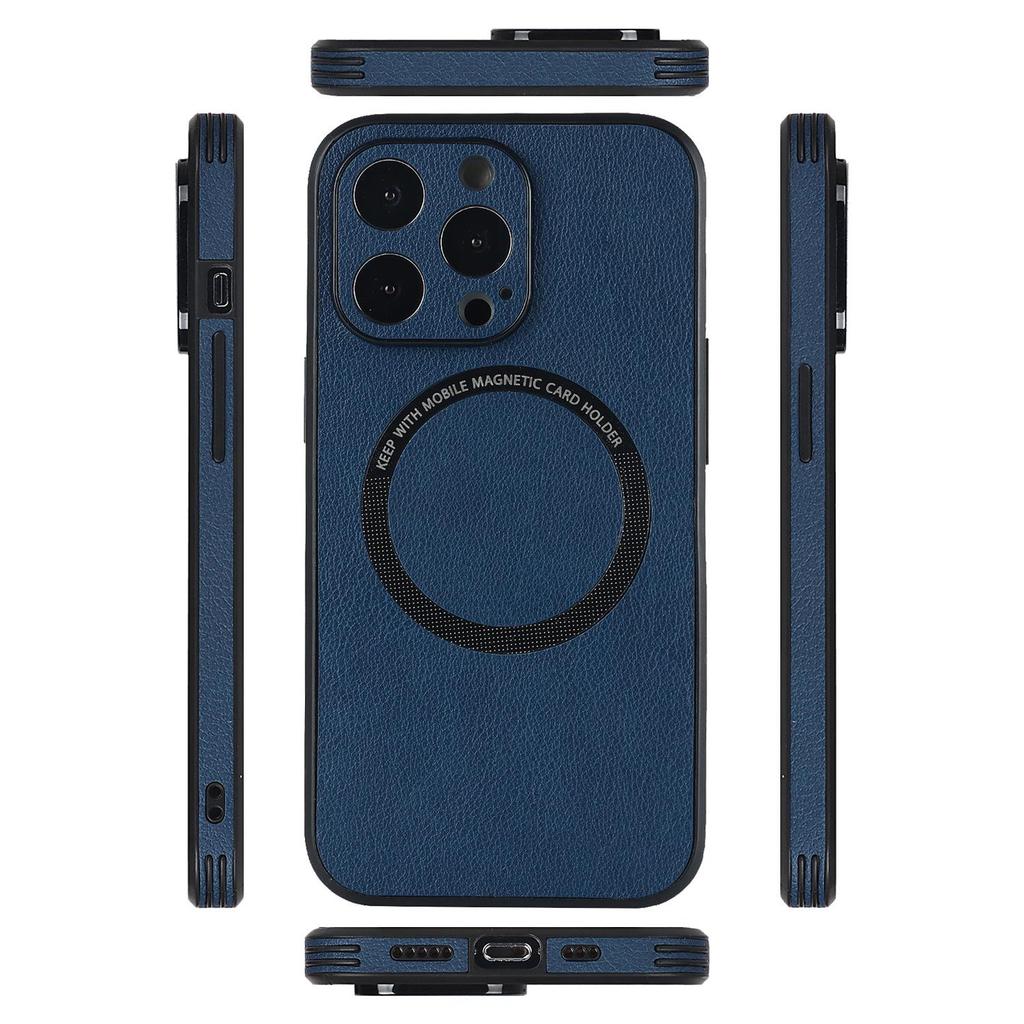Apple 15 Leather Phone Case: Trendy, Magnetic, Anti-Fall, Wireless Charging.
