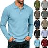 Men's Knit Long Sleeve Button-Up Shirt Casual Loose Fit Color