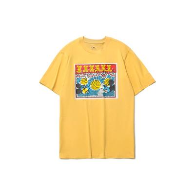 X Disney Mickey X Keith Haring Bedrucktes Sport-T-Shirt mit Rundhalsausschnitt Herren Oberteile Hellocker AHSR499-4