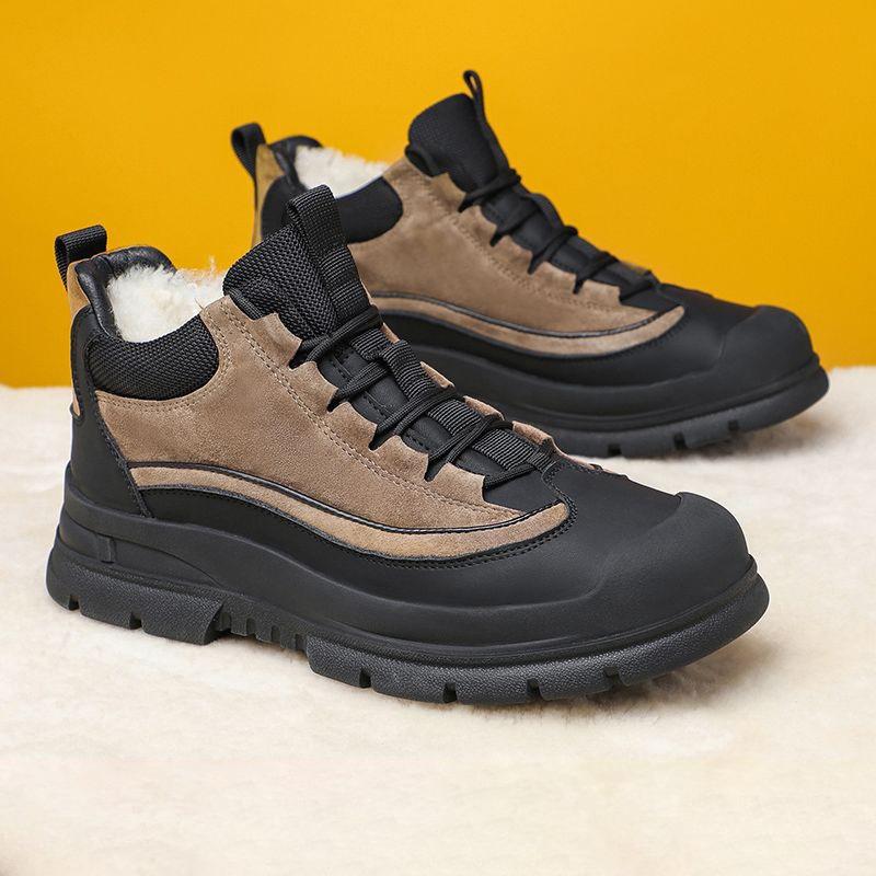 Fashion Winter New Cotton Shoes High Top Shoes Men's Thick Plush Warm Snow Boots Outdoor Waterproof and Cold proof Warm Cotton Boots