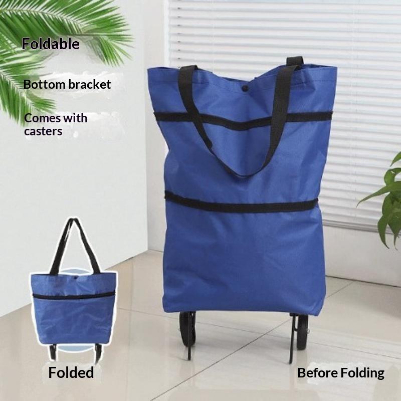 2 In 1 Foldable Portable Rolling Shopping Cart Waterproof Trolley With Wheels Waterproof Shopping Bag Trolley For Shopping