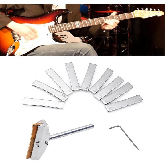 Guitar Bass Fingerboard Fret Press Caul & Brass Radian Fret Inserts with Wrench Luthiers Tool Fingerboard Pressing Tool