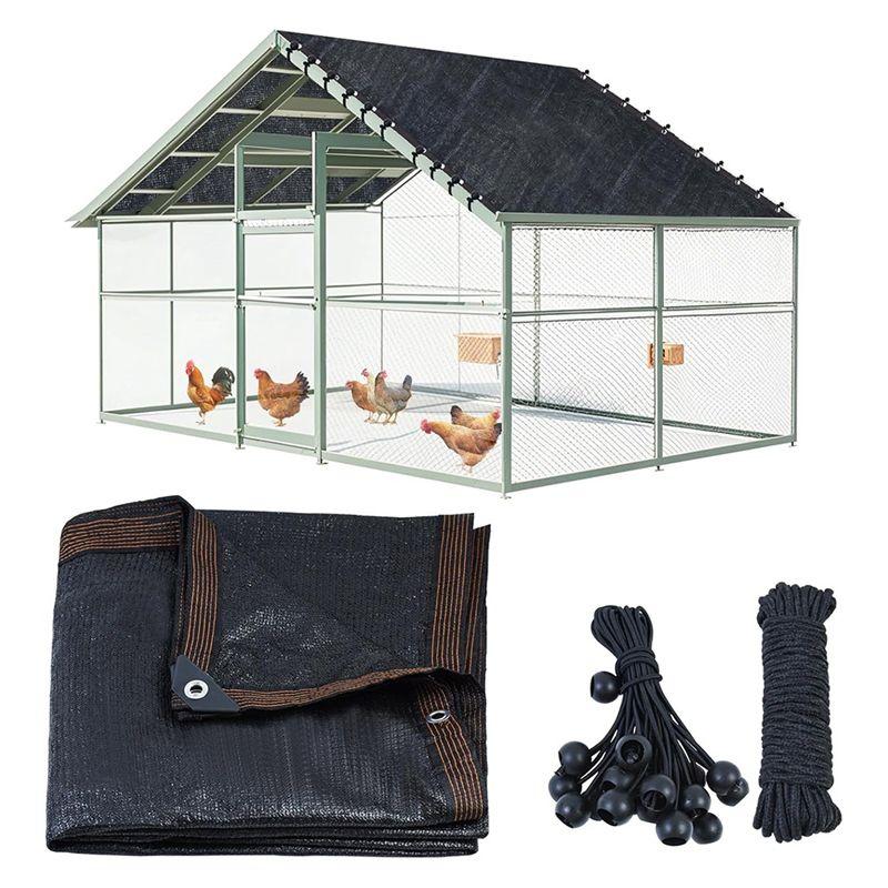 

A60ZUV 90% Shade Cloth For Summer 11.5 X 6.6 FT Chicken Cages Cover With 20 Pcs Ball Bungees Cords- Chicken Coop Covermay