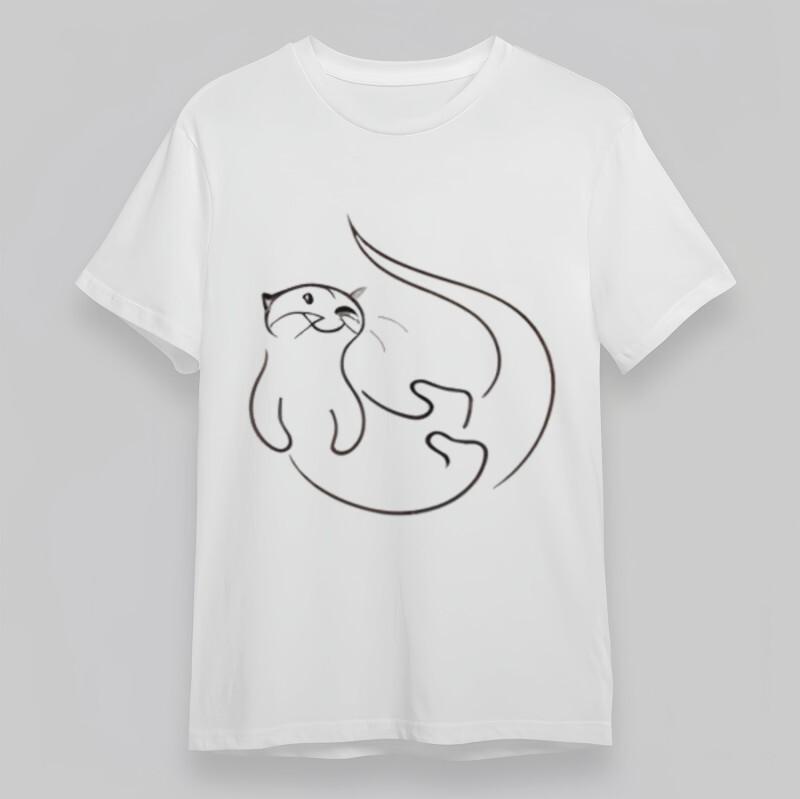 

Women s Oversize Classic T-Shirt Minimalist Cat in Resting Pose Graphic Tee USA XL
