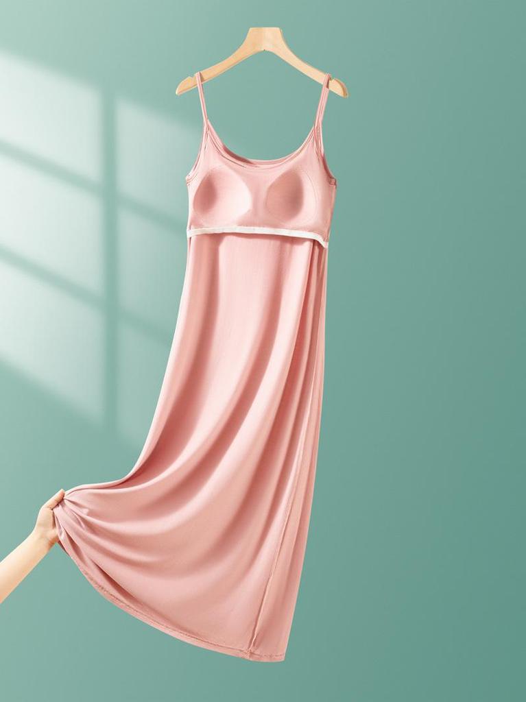 Modal Strappy Built-in Bra Summer Sleeveless Dress for Women 2025
