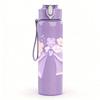 1PC Light Purple Bow Flower 750ml Color Plastic Sports Water Bottle Leakproof Flip Straw Lid Suitable for Sports Office Home Use