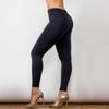 Shascullfites Black Leggings Pull On Stretch Buttons Fly Push Up Compression Tights for Women Non See-through