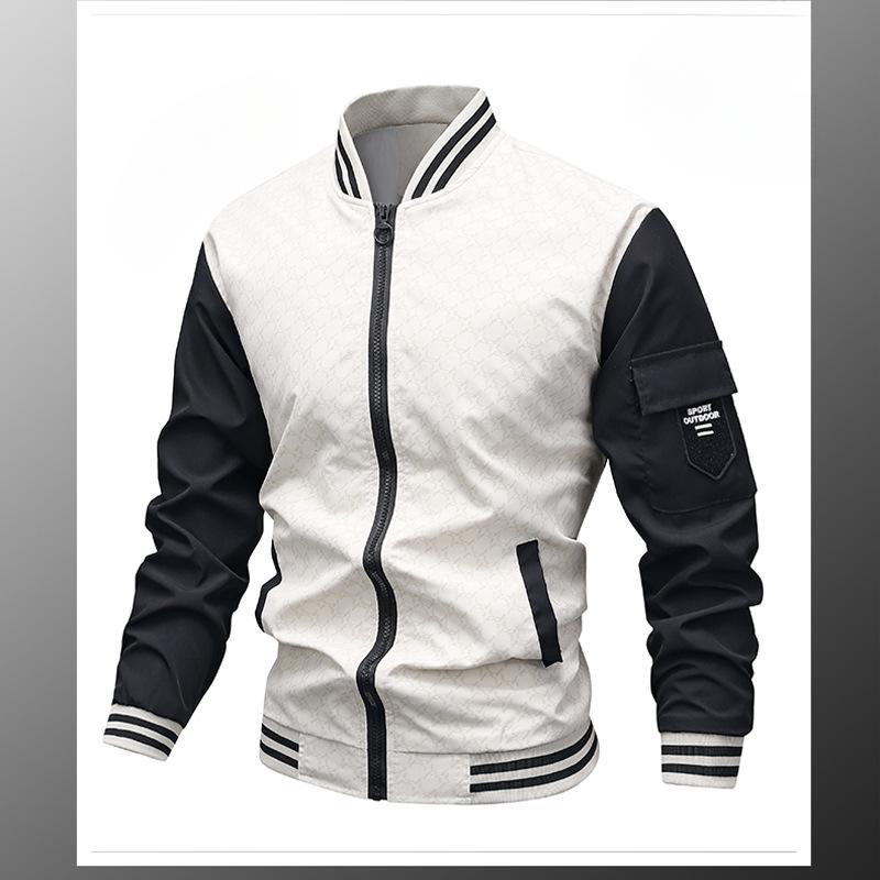 Jacket Men's Spring and Autumn New Stand-up Collar Middle-aged Men Wear Long-sleeved Jackets Versatile Casual Trendy Fashion Men's Clothing