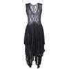 European Fashion Lace Irregular High-Low Skirt Dress
