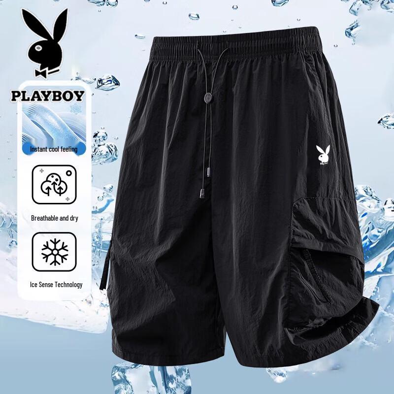 Playboy Men s Ice-Feel Breathable Summer Sports Shorts S-M
