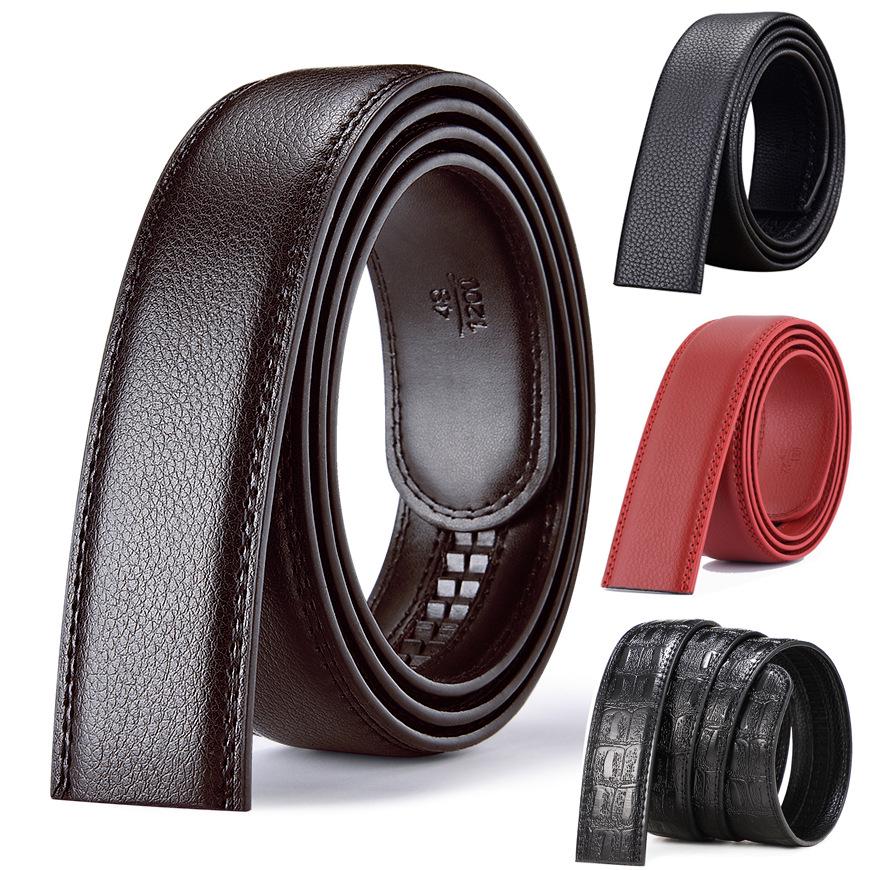 Pánský automatický opasek s přezkou, 3,5 cm, bez hlavy, litchiové zrno, hnědý/černý, ke kalhotám.