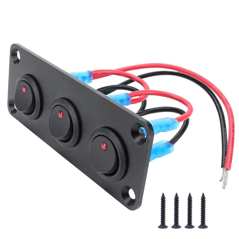 20A 12V Waterproof Red LED Illuminated Toggle Switch Panel for Auto and Marine Dashboards Applications Easy Installation