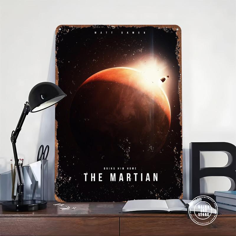 Martian Tinplate Poster Customized Wall Art Vintage Retro Metal Signs for Gaming Room Decoration At Home Desk Decor Man Cave