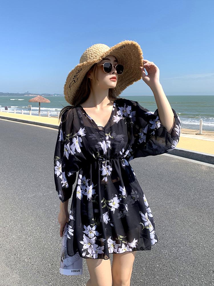 Plus Size Women s Slimming Three-Piece Swimsuit - High-End, Conservative Split Design One Size for Wholesale чёрный