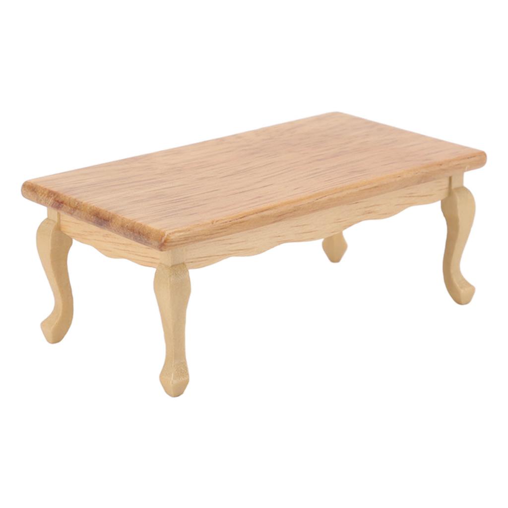 Domeček pro panenky Konferenční stolek 1/12 Březové dřevo Obdélníkový Miniaturní Čajový stolek pro Nábytek do domečku pro panenky