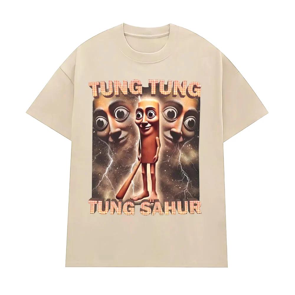 Tung Tung Sahur Lustiger Baseballschläger Fans T-Shirt Herrenbekleidung Mode Humorvoller Stil T-Shirt Sommer Rundhals Top T-Shirt