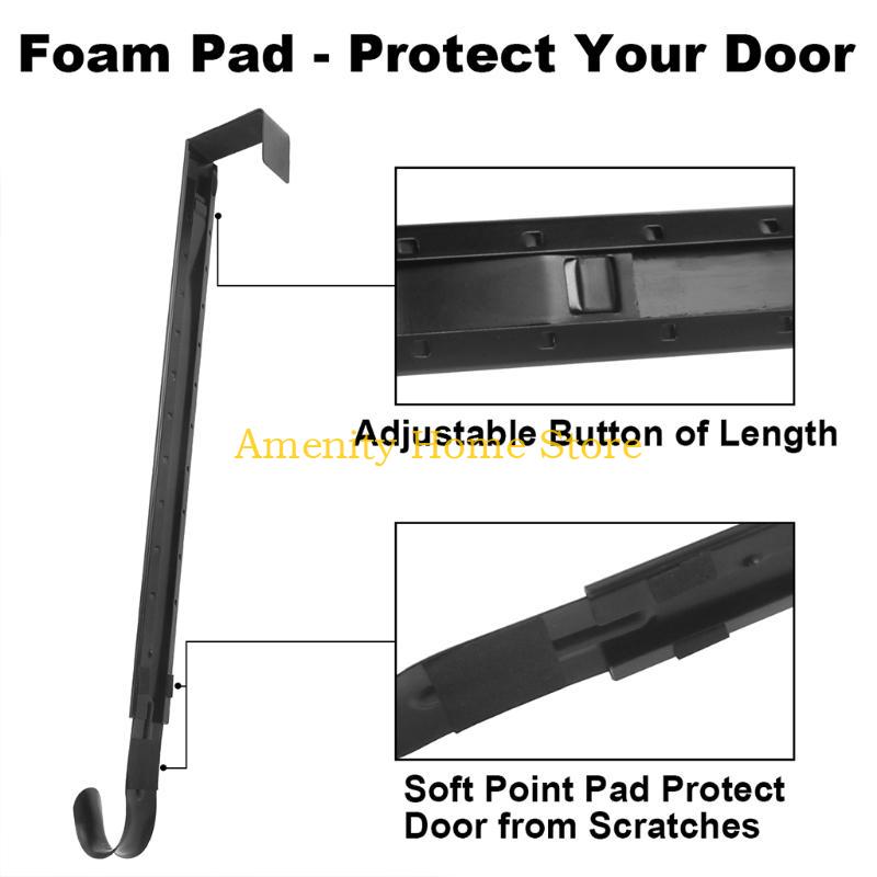 F26C Metal Door Wreath Hook Telescopic Adjustable Garland Hanger Rack for Christmas