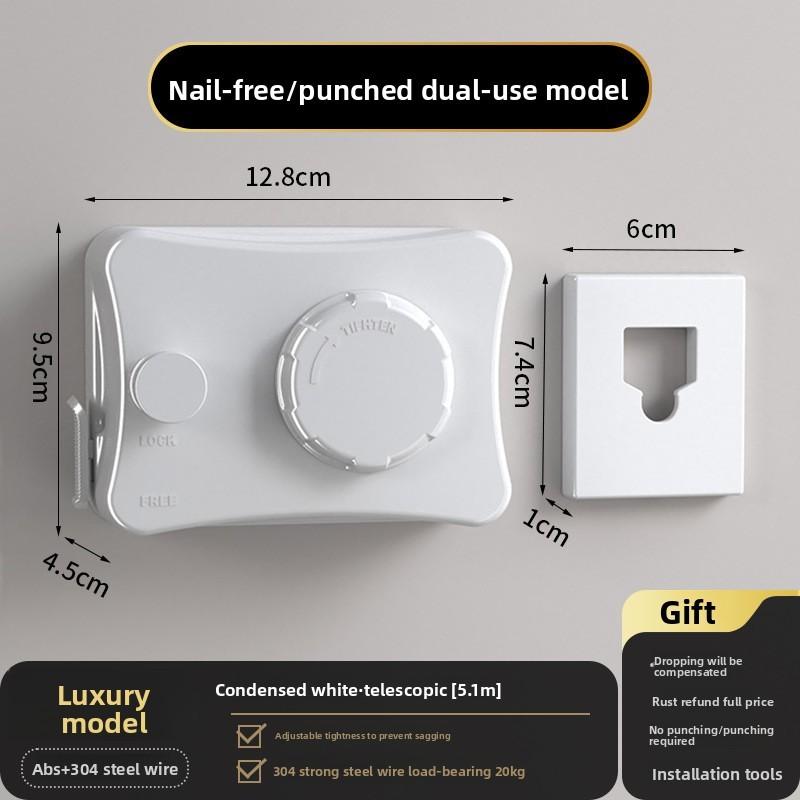 Modern Indoor Retractable Clothes Line With Stainless Steel Wire For Balcony And Bathroom Use