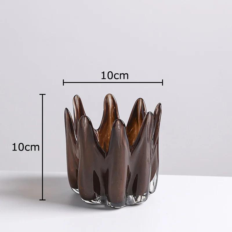 Creative Flower Corolla Candle Holder Glass Candlestick Desk Decoration Wax Melt Burner Aroma Diffuser Home Aroma Container