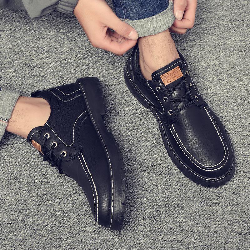 

Spring and summer leather shoes men s versatile men s shoes casual shoes heightening chef shoes black work shoes Martin shoes men 43
