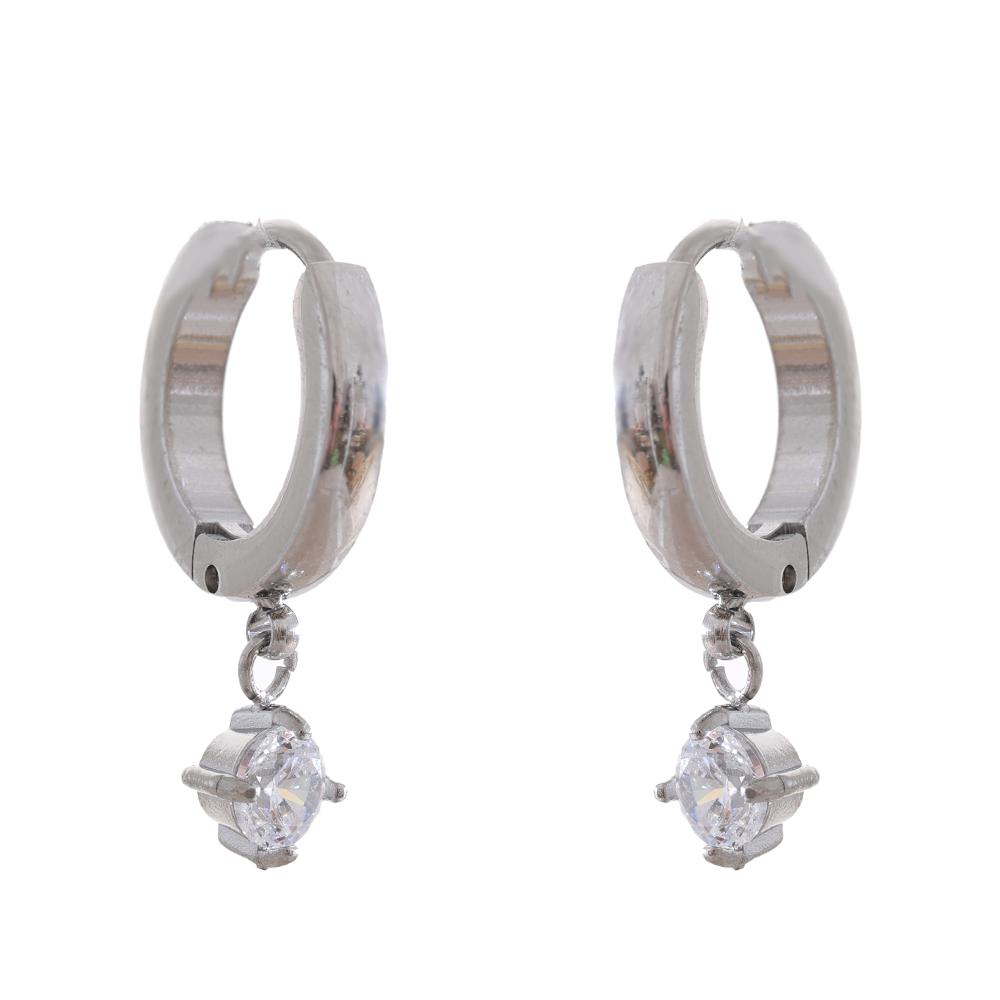 

Yhpup Fashion Stainless Steel Shiny Zirconia Drop Hoop Earrings Delicate Daily Charm Jewelry PVD Plated