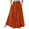 Women's Casual Retro High Waist Color Wrap Button Loose Belt Pocket Skirt